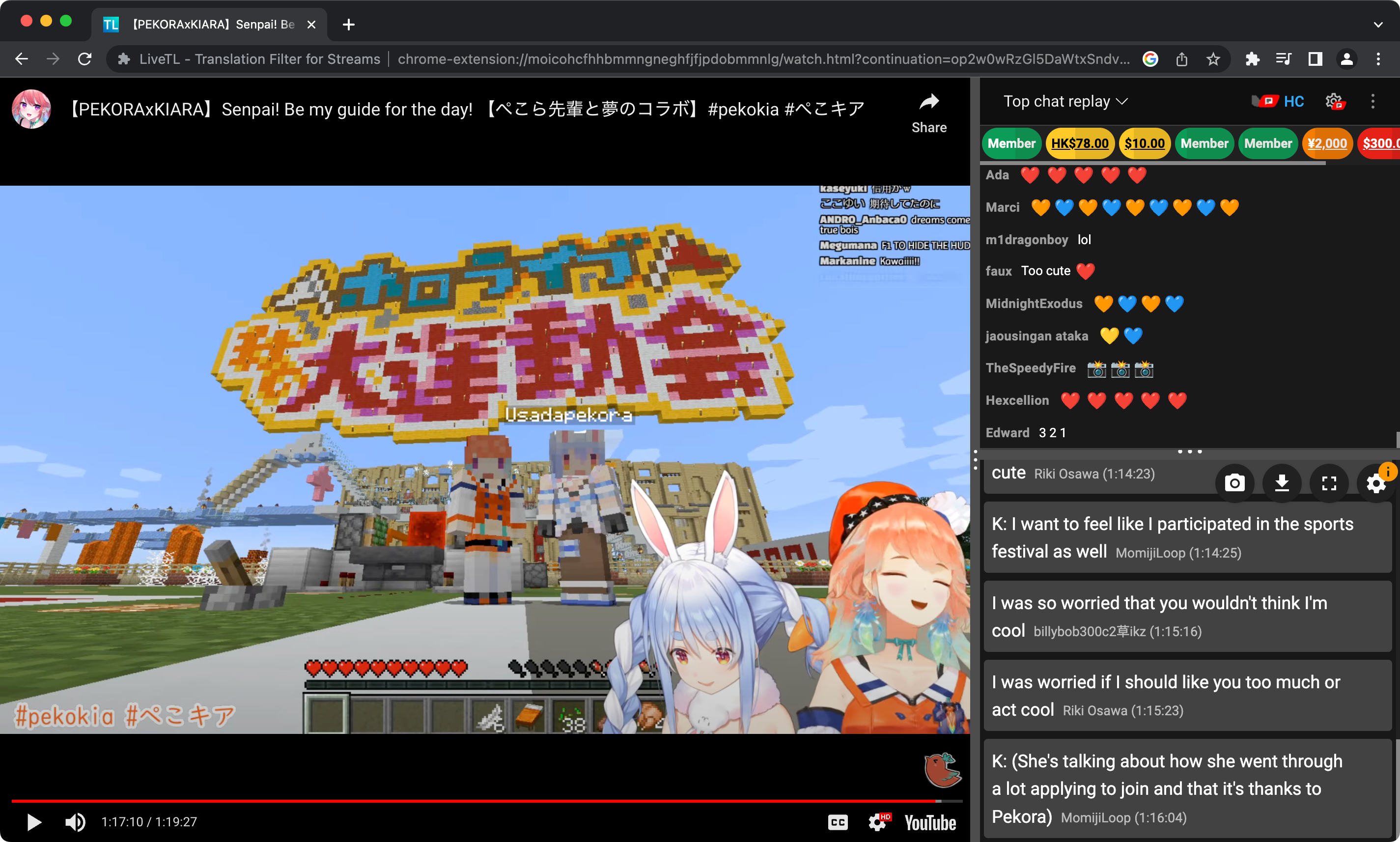 LiveTL Chat demo in dedicated window.